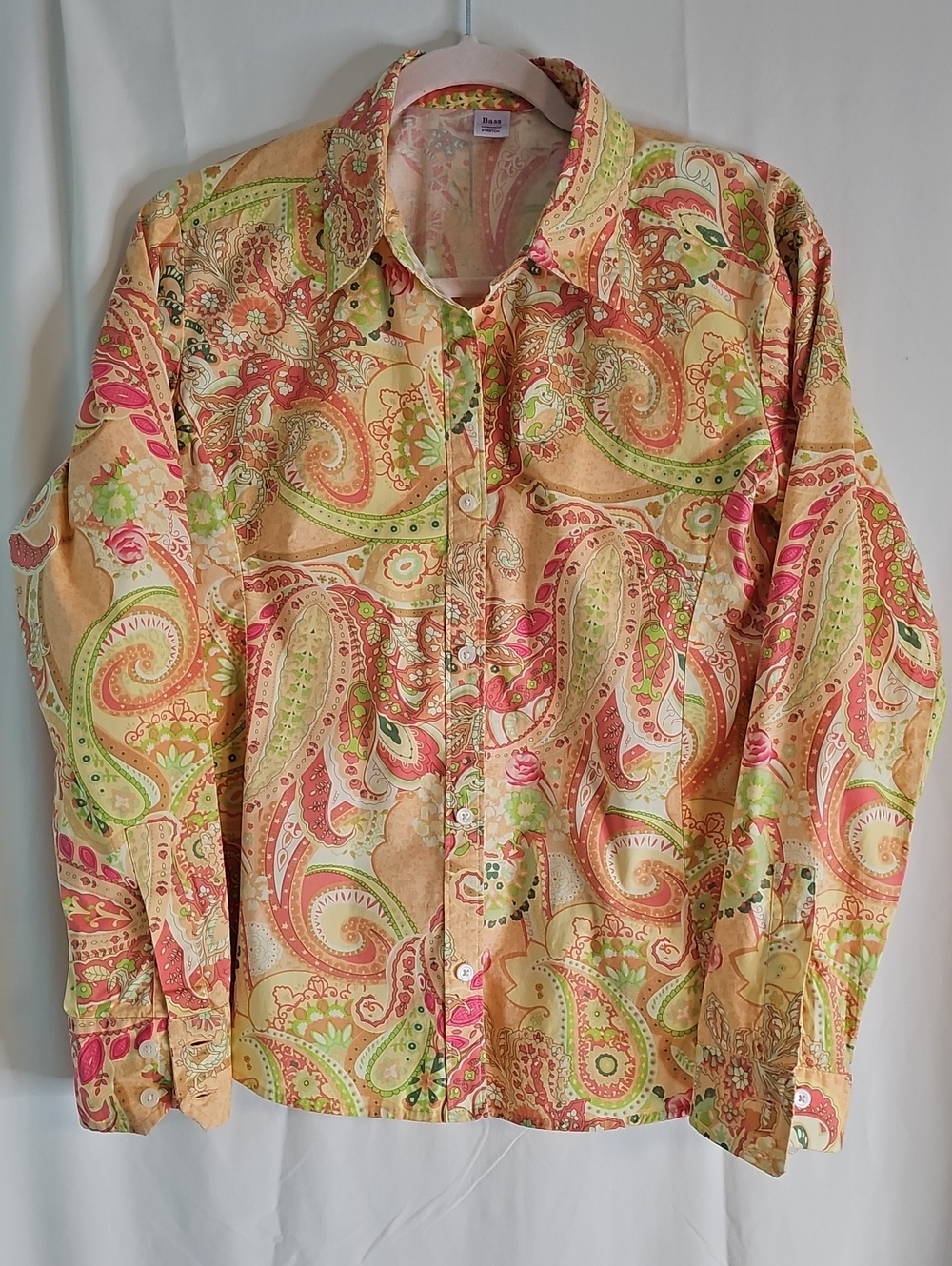Bass Paisley Button-Down Shirt - Pink, Green, Tan
